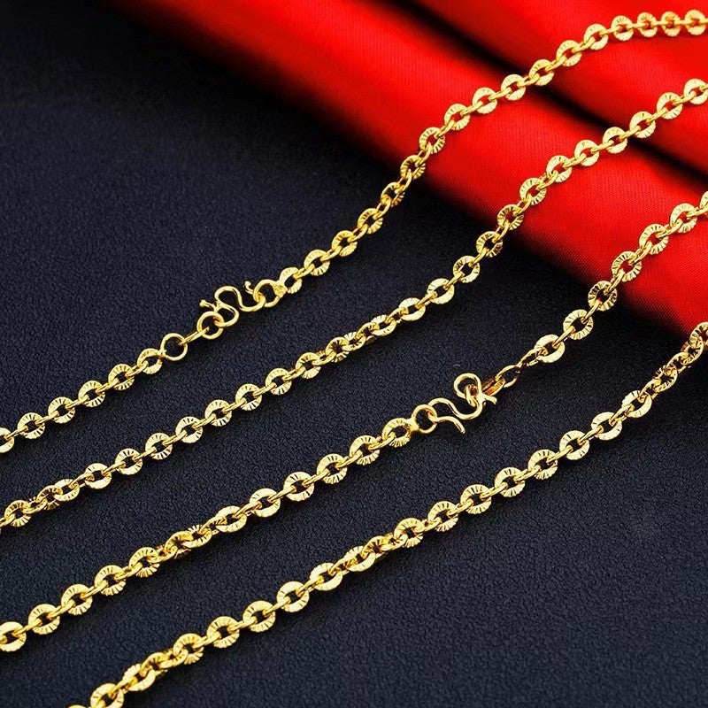 قلادة ذهبية مطلية 24 قيراط للنساء - سلسلة كلافكول عالية الجودة خالية من اللون على المدى الطويل - سلسلة ذهبية مقلدة - Image 5